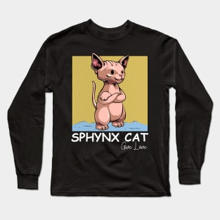 Sphynx Cat - Cute Cartoon Cat Comic Cats Long Sleeve T-Shirt